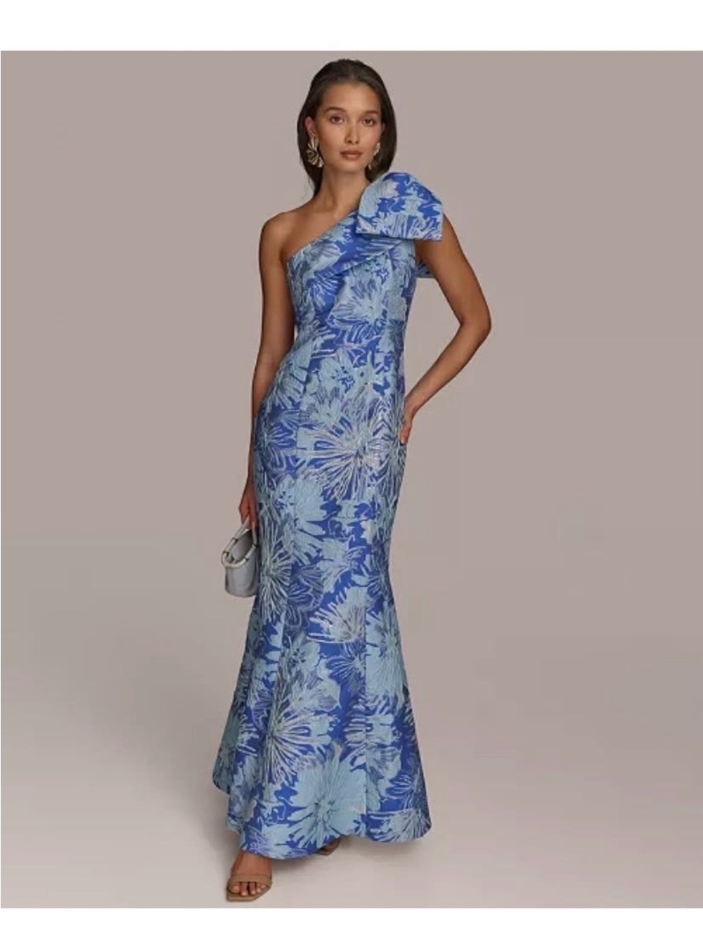 Donna Karan Blue and Silver Floral Wedding Dress
